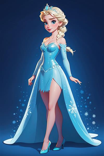 پرتره الهه مو طلایی و آبی فیروزه‌ای با لباس مجلل (طرح فانتزی)