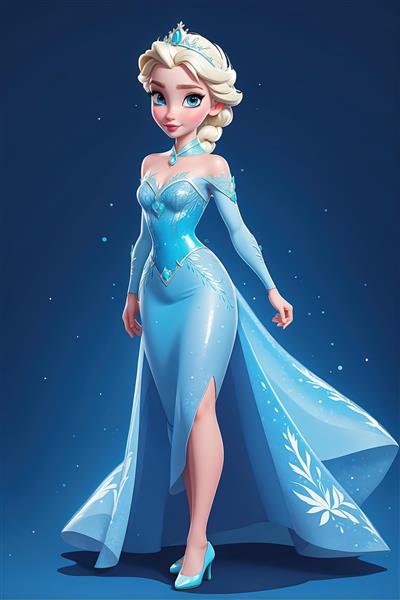 تصویر دو خواهر با موهای بلند طلایی و بافته در هاله نور آبی (السا و آنا)