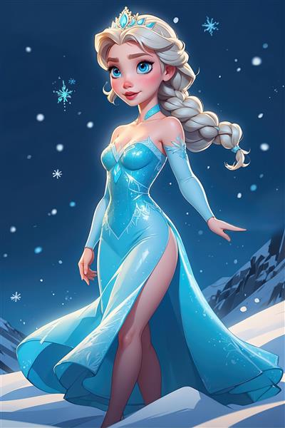 پرتره فانتزی الهه مو طلایی و سفید با هاله نور آبی و صورتی