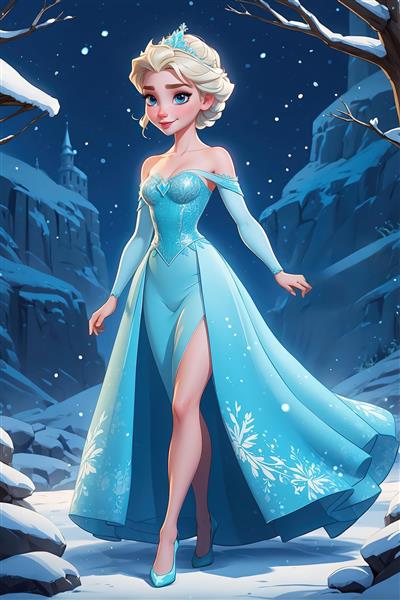 پرتره فانتزی الهه مو طلایی و آبی در میان گرداب رنگ‌های پر زرق و برق