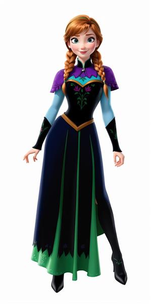 طرح گرافیکی پرنسس آنا در لباس شب تیره برای پوستر دکوراتیو