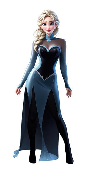 السا با لباس مدرن و مشکی آبی فانتزی روی پس‌زمینه سفید ایزوله