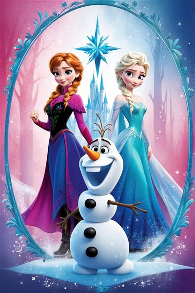 السا و آنا با گوی‌های برفی در زیر طاق نورانی، طرح اورجینال، کیفیت فوق‌العاده