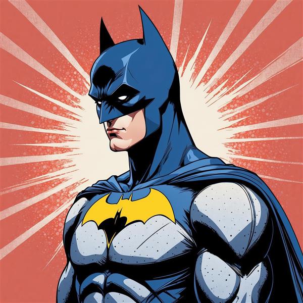 پوستر دیواری بتمن با پرتره کمیک در لباس آبی و خاکستری برای اتاق گیمینگ