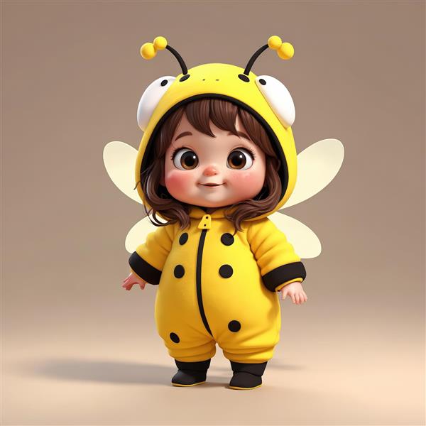 پوستر دختر کارتونی زنبوری با خال‌های مشکی و شاخک‌های بزرگ (سفید)