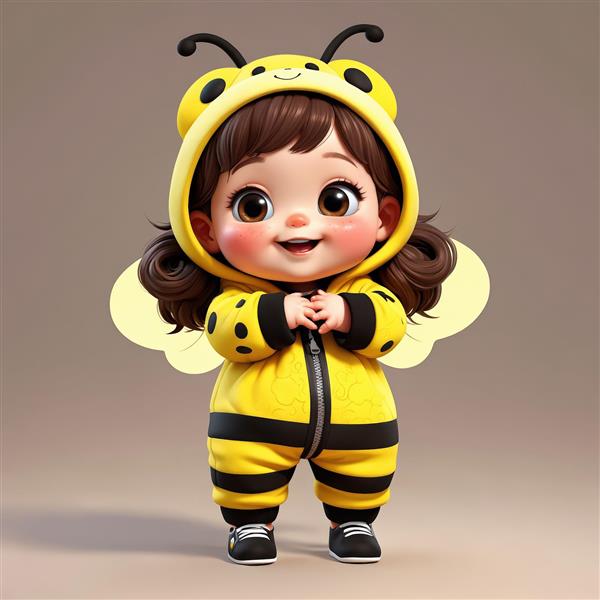 پوستر کودک کارتونی زنبوری با خال‌های مشکی و راه‌راه برای تابلوی مدرن