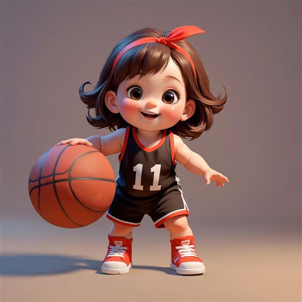 طرح باکیفیت دختر کارتونی بسکتبالیست با لباس مشکی و کفش قرمز