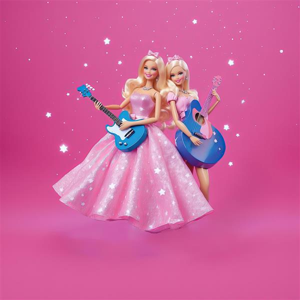 تصویر پروفایل باربی با موهای بلوند و زمینه گلدار صورتی برای چاپ بوم