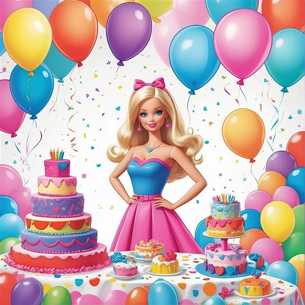 عکس باربی در حال قدم زدن با پیراهن بلند صورتی در راهروی مجلل