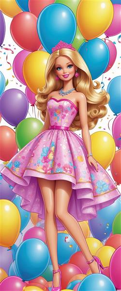 طرح گرافیکی باربی با استایل مدرن در فضای نور نئون مناسب چاپ