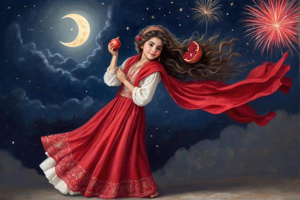 عکس پروفایل دختر با شمع (نور) در دست و تم ماه کامل برای چاپ تابلو