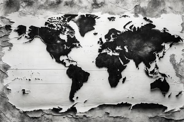 نقشه پاره شده جهان، طرح نوستالژیک گرانج سیاه و سفید