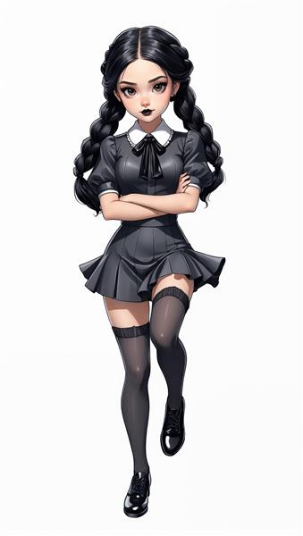 ونزدی آدامز با دست به سینه و جوراب بلند (طرح گرافیکی پرایم مناسب چاپ پوستر)