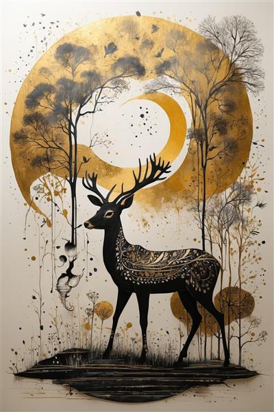 زن با لباس مجلسی دوتکه مشکی و طلایی و کلاه فانتزی در زمینه کاشی‌کاری شده