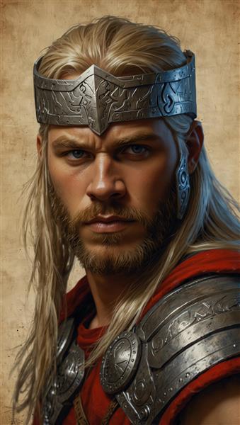 تصویر اورجینال پرتره ثور با تاج پادشاهی، طرح باکیفیت برای چاپ بوم و تابلوهای هنری
