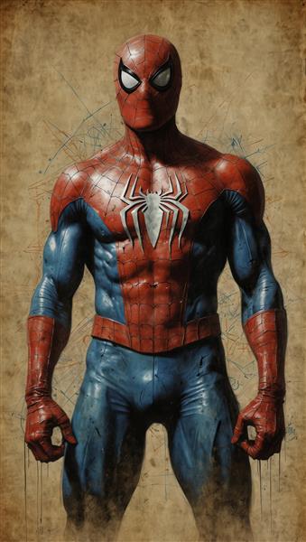 تصویر اورجینال مرد عنکبوتی با لباس پیشرفته مناسب برای چاپ عریض و تابلو دکوراتیو