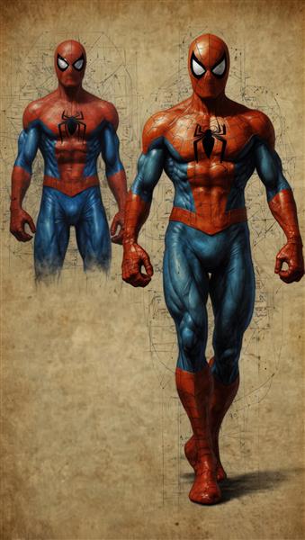 طرح دوگانه اسپایدرمن در کنار هم (مطالعه لباس)، کیفیت بالا برای چاپ دکوراتیو