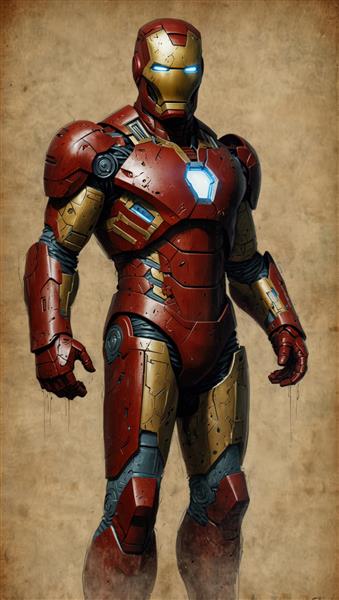 عکس تمام قد آیرون من با کمی جلوه فرسودگی روی زره، برای چاپ‌های هنری و خاص