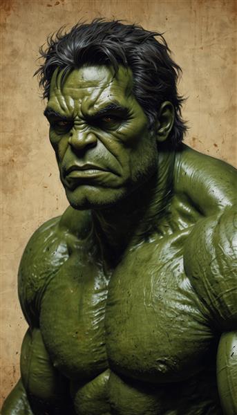 نمای پرجزئیات از سر و شانه‌های هالک خشمگین، کیفیت عالی برای پوستر و تابلو