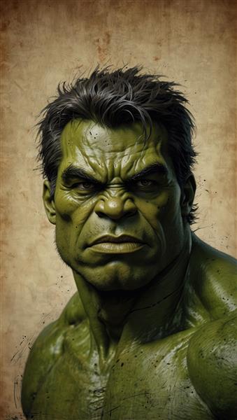 عکس چهره باکیفیت هالک با نگاه خشمگین و موهای پرپشت