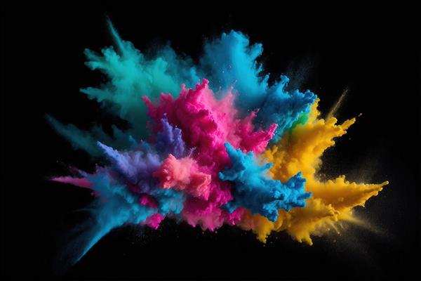 انفجار رنگ پودری در آسمان سیاه برای پس‌زمینه تیره