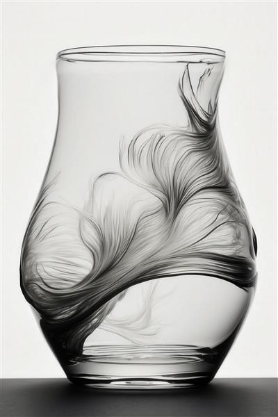 تصویر شیشه (گلدان) انتزاعی با نقش و نگار دودی و گردابی، مناسب چاپ مدرن