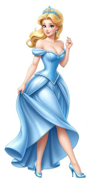 تصویر فانتزی شاهزاده خانم (پرنسس) با لباس آبی و تاج، مناسب چاپ با کیفیت