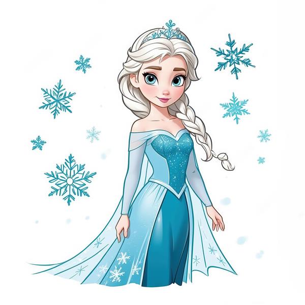 تصویر فانتزی السا بافته‌شده در میان بلورهای برف برای دکور و چاپ باکیفیت