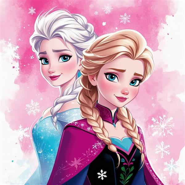 تصویر نزدیک آنا و السا با ترکیب رنگ موی بلوند و سفید در یک قاب