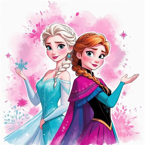 پوستر السا و آنا در حال نشان دادن برف، باکیفیت برای چاپ عریض