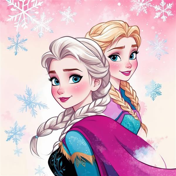 طرح دکوراتیو السا و آنا (فروزن) نزدیک، با تم صورتی ملایم