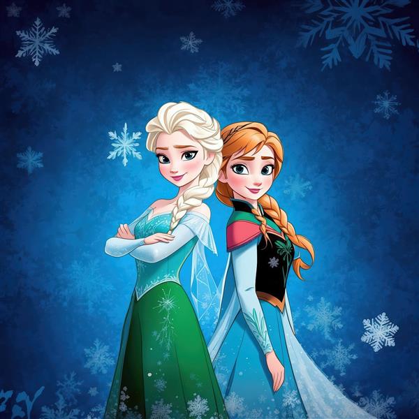 تصویر از خواهران فروزن (السا و آنا) در حال ژست گرفتن و پشت به پشت