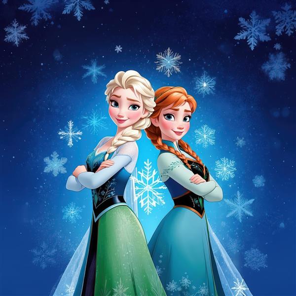 طرح مینیمال السا و آنا، در کنار هم پرنسس‌های فروزن، مناسب چاپ باکیفیت