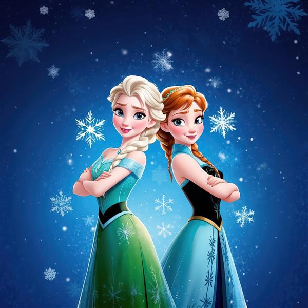 تصویر با وضوح بالا از خواهران فروزن (السا و آنا) در حال ژست گرفتن