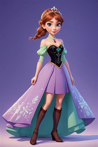 عکس باکیفیت السا فروزن با لباس و دنباله بلند یخی