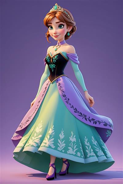 تابلو دکوراتیو طرح السا ملکه یخی با لباس فانتزی