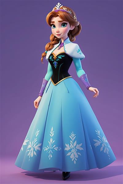 عکس استوک پرنسس آنا دیزنی با لباس زمستانی آبی