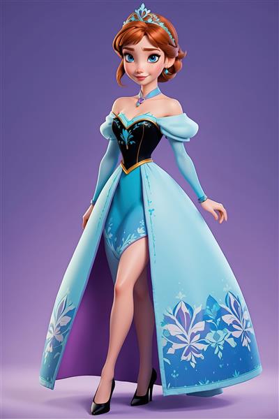 عکس باکیفیت پرنسس آنا فروزن با لباس مجلسی برای چاپ پوستر