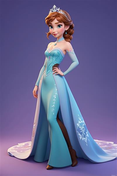 طرح پوستر پرنسس آنا با لباس دنباله دار و کیفیت بالا