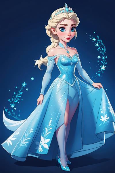 تصویر اورجینال السا فروزن با لباس آبی یخی برای اتاق دختر