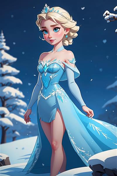 تابلو دکوراتیو دخترانه طرح السا ملکه یخی با کیفیت بالا