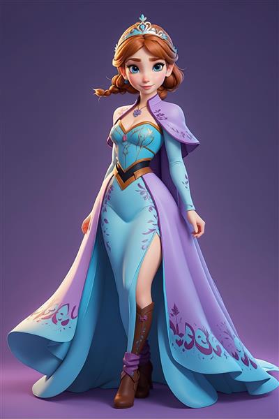 پوستر دیواری اتاق کودک طرح سه بعدی پرنسس آنا فروزن