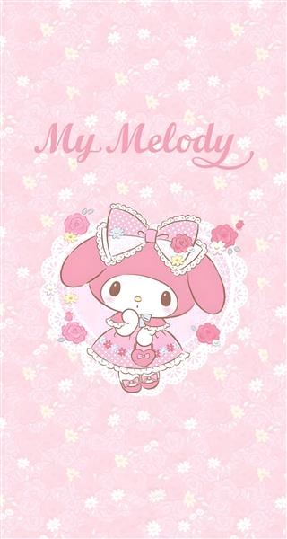 طرح فانتزی مای ملودی سانریو با پس‌زمینه گلدار صورتی برای روتختی