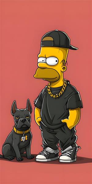 عکس هومر سیمپسون استایل گنگ و سگ فانتزی برای پوستر اتاق جوان