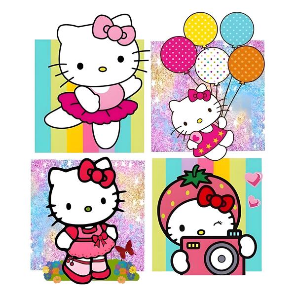 طرح کارتونی هلو کیتی فانتزی صورتی برای چاپ روی کوسن و ماگ