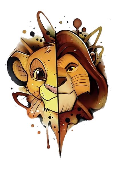 طرح سیمبا شاهزاده و شیرشاه دیزنی آبرنگی برای پوستر کودک