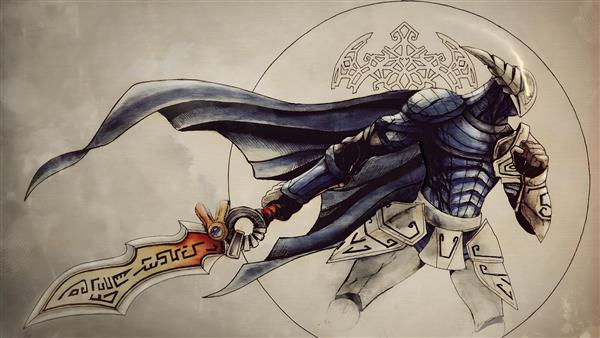 عکس شوالیه جنگجو با لباس زرهی فانتزی برای پوستر دیواری گیمینگ