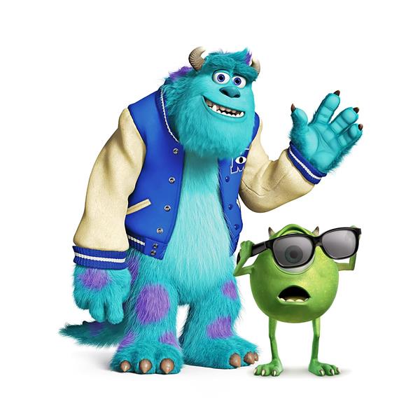 تصویر کارتونی سالیوان و مایک با لباس دانشگاه هیولاها برای اتاق کودک