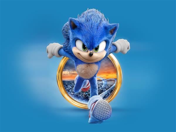 عکس سونیک خارپشت باکیفیت سینمایی در حال دویدن برای پوستر دیواری گیمر