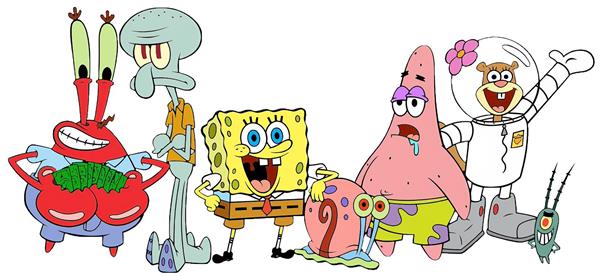 تصویر گروه شخصیت‌های باب اسفنجی باکیفیت برای تابلو دکوراتیو اتاق کودک